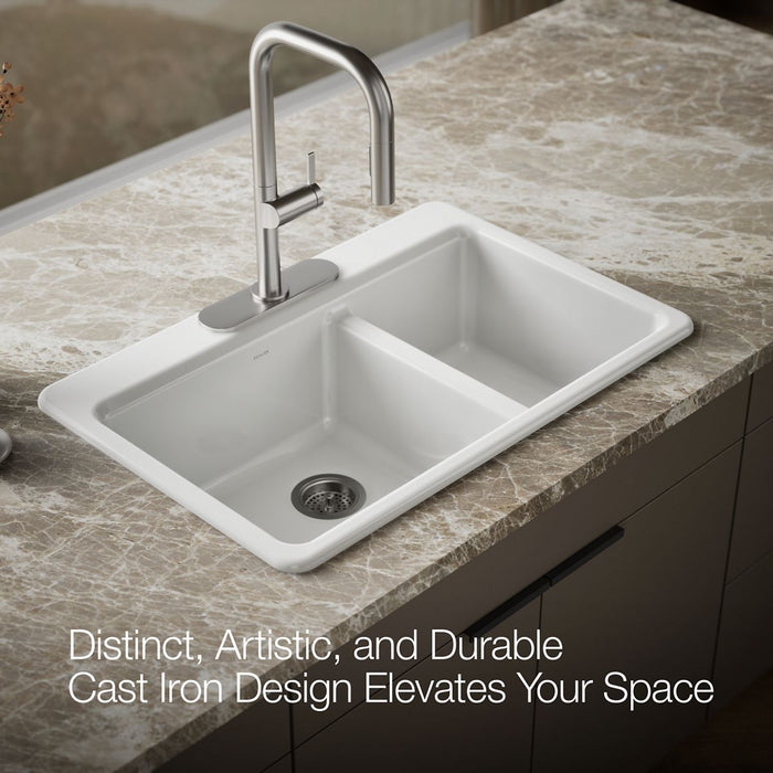 KOHLER K-8669-3A1 Riverby 33" top-mount double-bowl kitchen sink