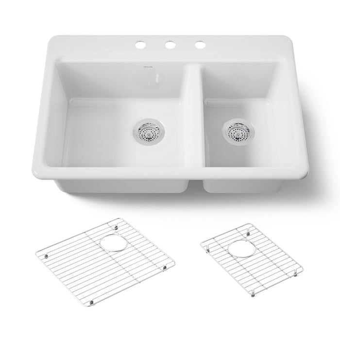 KOHLER K-8669-3A1 Riverby 33" top-mount double-bowl kitchen sink