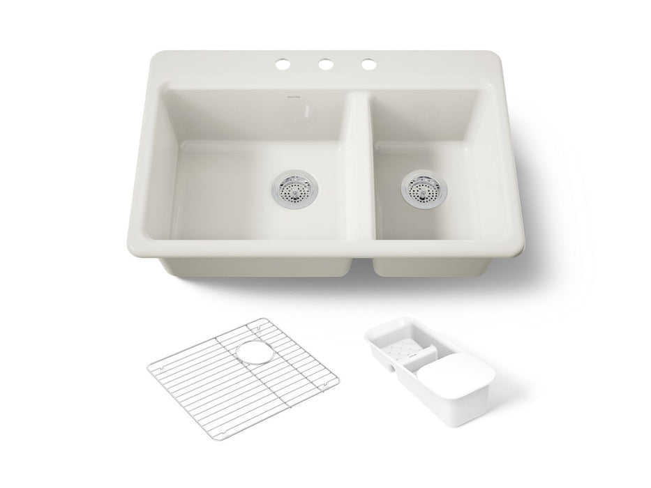 Kohler Riverby 33" top-mount double-bowl workstation kitchen sink