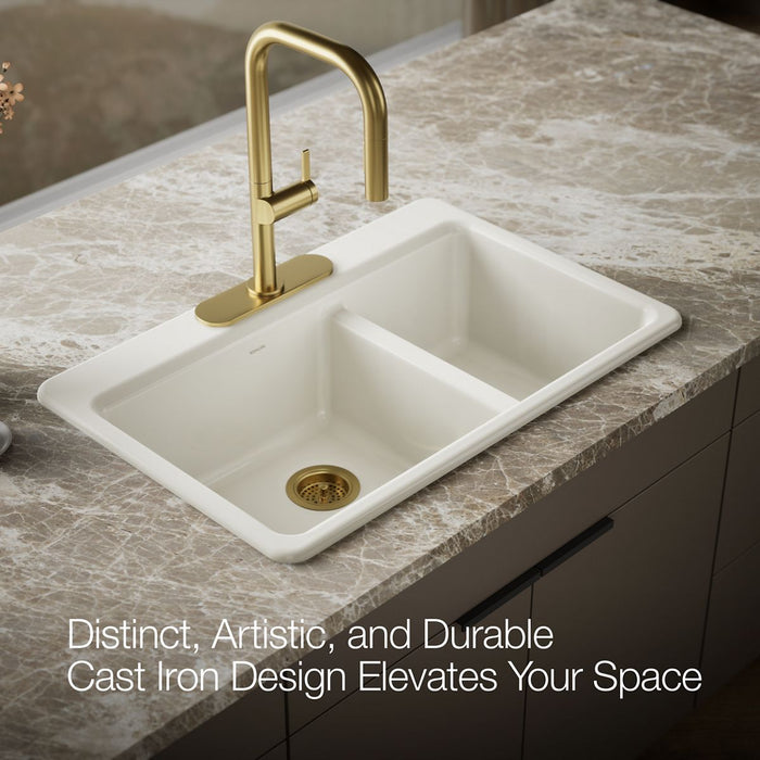 Kohler Riverby 33" top-mount double-bowl workstation kitchen sink