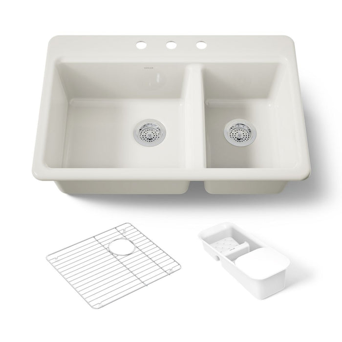 Kohler Riverby 33" top-mount double-bowl workstation kitchen sink