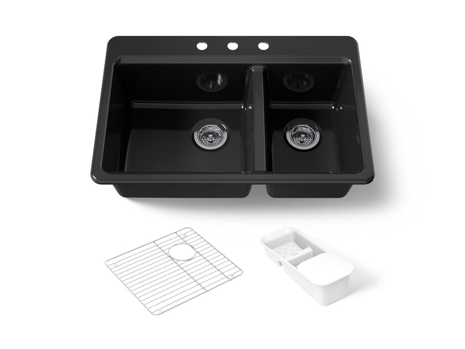 Kohler Riverby 33" top-mount double-bowl workstation kitchen sink