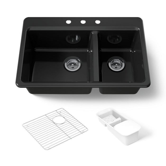 Kohler Riverby 33" top-mount double-bowl workstation kitchen sink