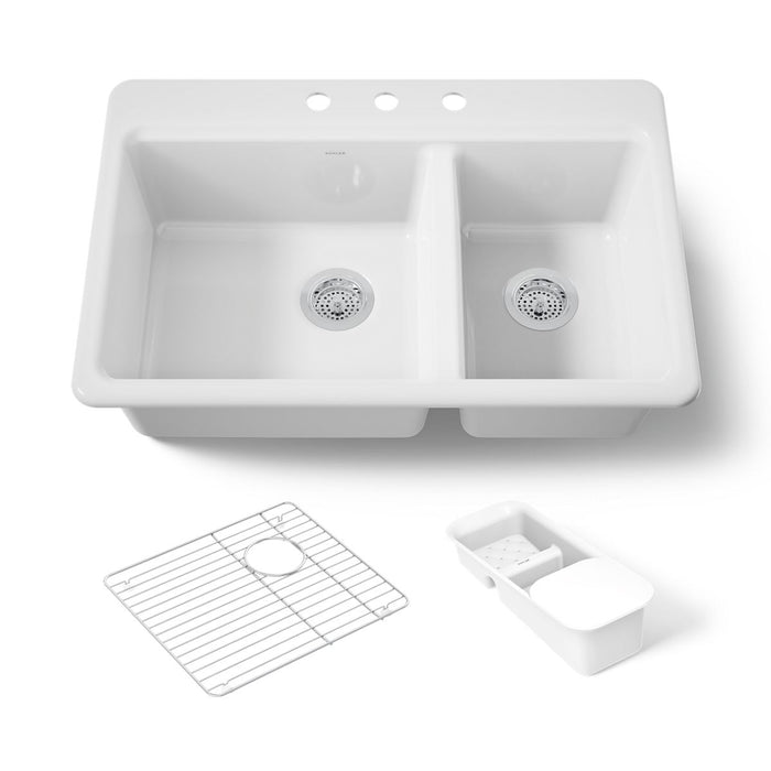 Kohler Riverby 33" top-mount double-bowl workstation kitchen sink