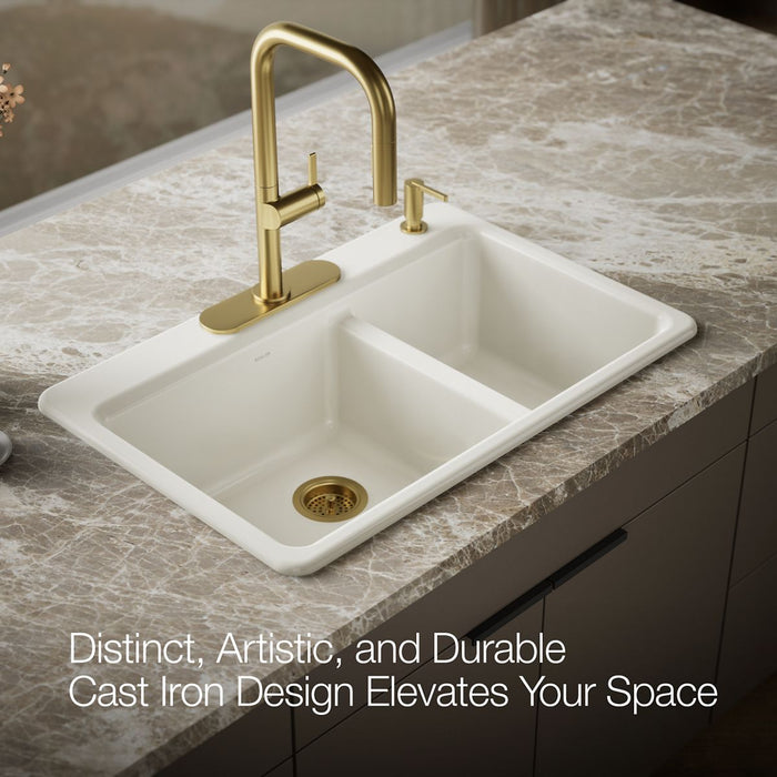 KOHLER K-8669-4A1 Riverby 33" top-mount double-bowl kitchen sink