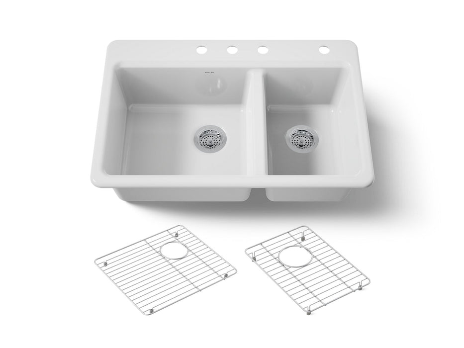 KOHLER K-8669-4A1 Riverby 33" top-mount double-bowl kitchen sink