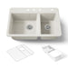 KOHLER K-8669-4A2 Riverby 33" top-mount double-bowl workstation kitchen sink, biscuit - view 5