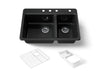 KOHLER K-8669-4A2 Riverby 33" top-mount double-bowl workstation kitchen sink, black black