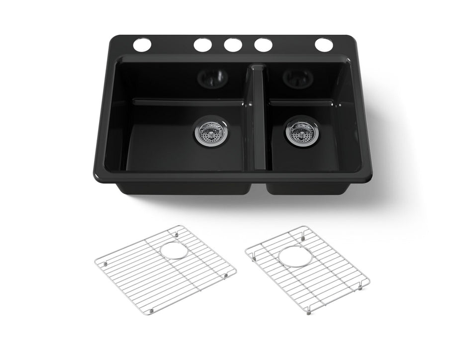 KOHLER K-8669-5UA1 Riverby 33" undermount double-bowl kitchen sink