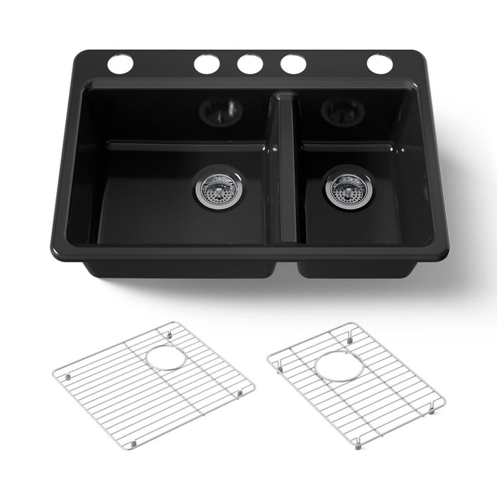KOHLER K-8669-5UA1 Riverby 33" undermount double-bowl kitchen sink