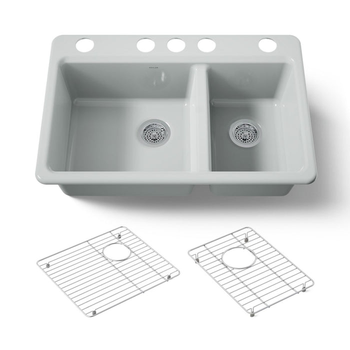 KOHLER K-8669-5UA1 Riverby 33" undermount double-bowl kitchen sink