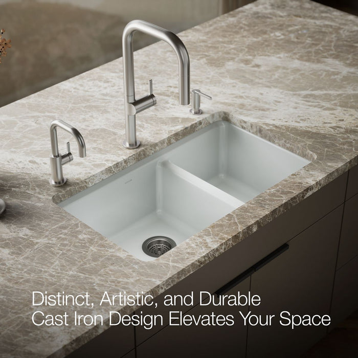 KOHLER K-8669-5UA1 Riverby 33" undermount double-bowl kitchen sink