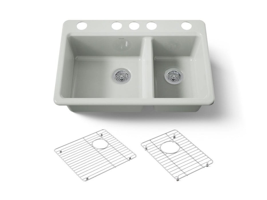 KOHLER K-8669-5UA1 Riverby 33" undermount double-bowl kitchen sink