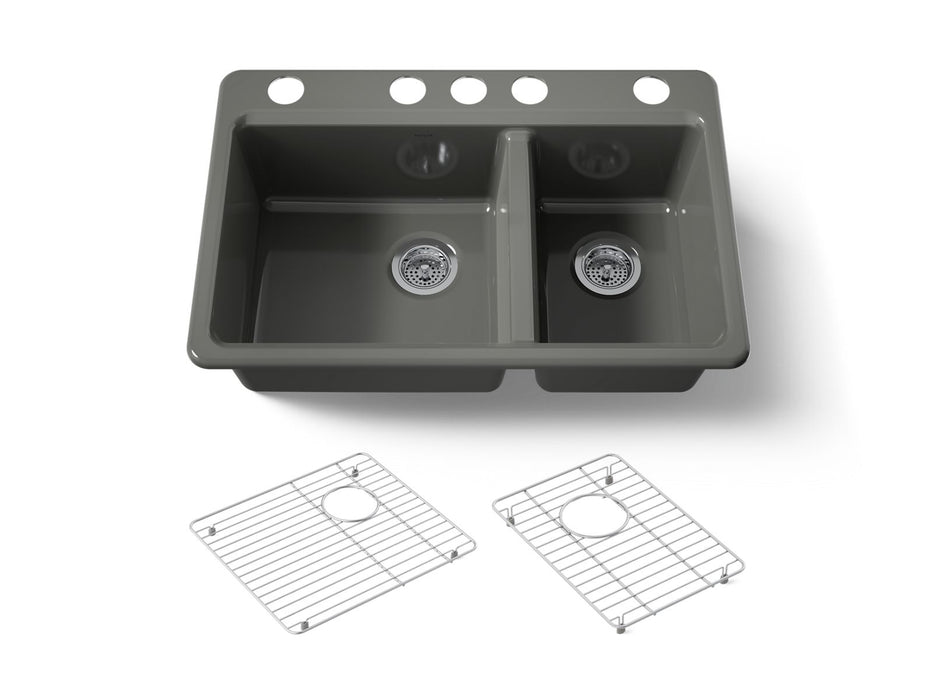 KOHLER K-8669-5UA1 Riverby 33" undermount double-bowl kitchen sink