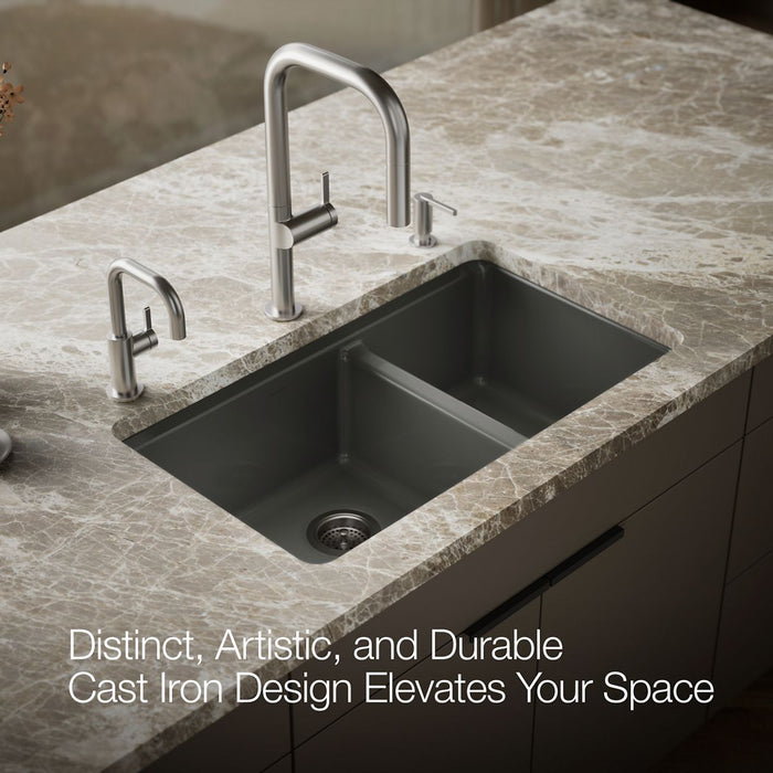 KOHLER K-8669-5UA1 Riverby 33" undermount double-bowl kitchen sink