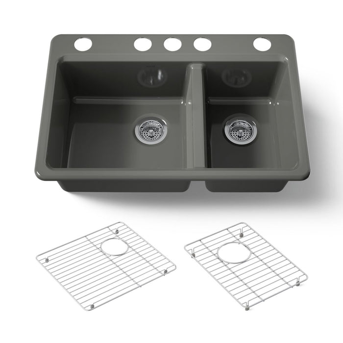 KOHLER K-8669-5UA1 Riverby 33" undermount double-bowl kitchen sink