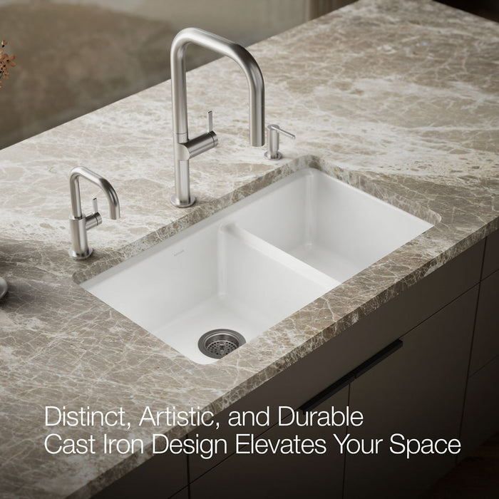 KOHLER K-8669-5UA1 Riverby 33" undermount double-bowl kitchen sink