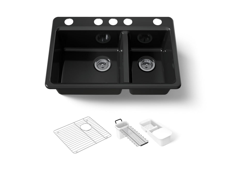 Kohler Riverby 33" undermount double-bowl workstation kitchen sink