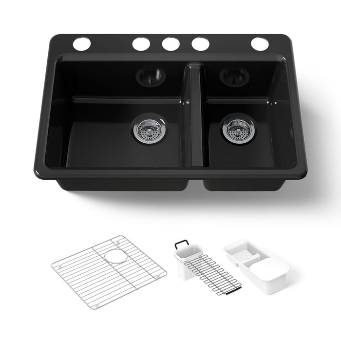 Kohler Riverby 33" undermount double-bowl workstation kitchen sink