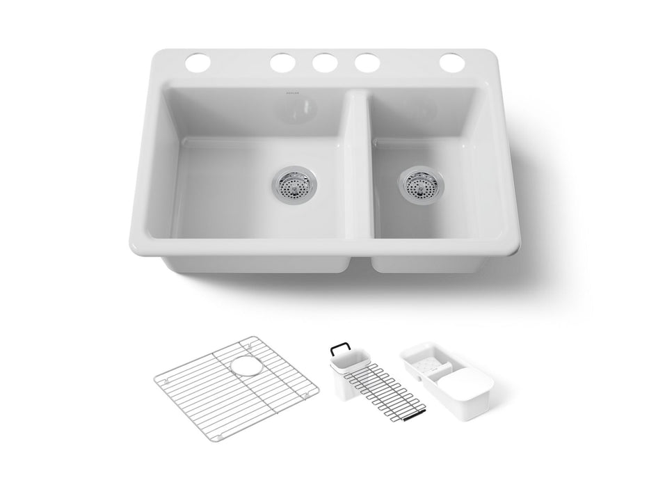 Kohler Riverby 33" undermount double-bowl workstation kitchen sink