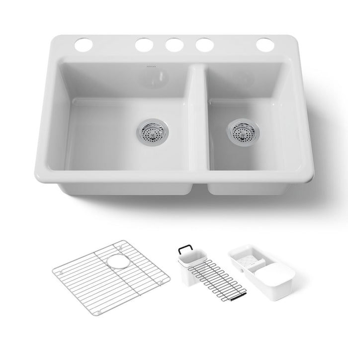 Kohler Riverby 33" undermount double-bowl workstation kitchen sink