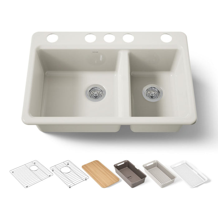KOHLER K-8669-5UPC Riverby 33" undermount double-bowl workstation kitchen sink