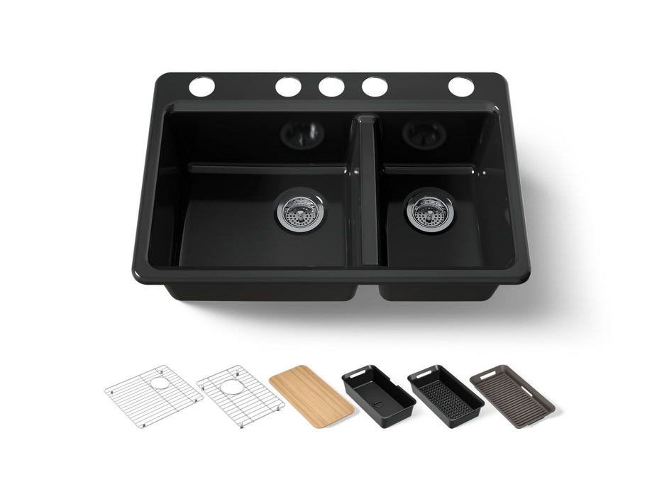 Kohler Riverby 33" undermount double-bowl workstation kitchen sink