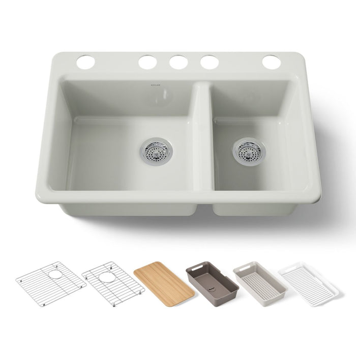 KOHLER K-8669-5UPC Riverby 33" undermount double-bowl workstation kitchen sink