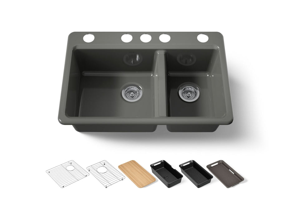 Kohler Riverby 33" undermount double-bowl workstation kitchen sink
