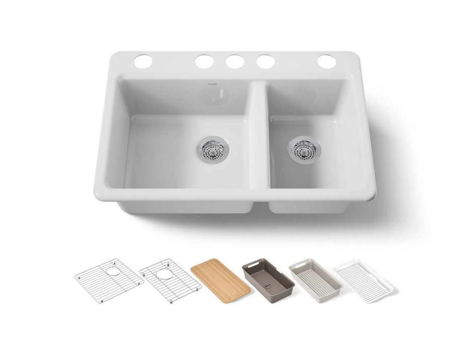 Kohler Riverby 33" undermount double-bowl workstation kitchen sink