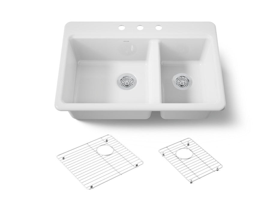 KOHLER K-8669-3A1 Riverby 33" top-mount double-bowl kitchen sink