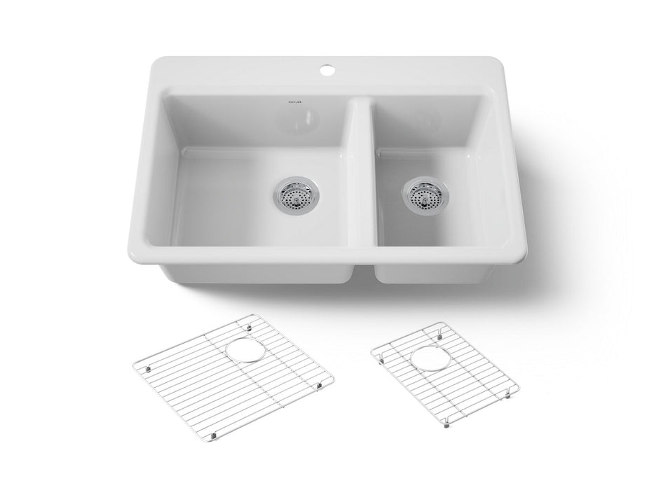 KOHLER K-8669-1A1 Riverby 33" top-mount double-bowl kitchen sink