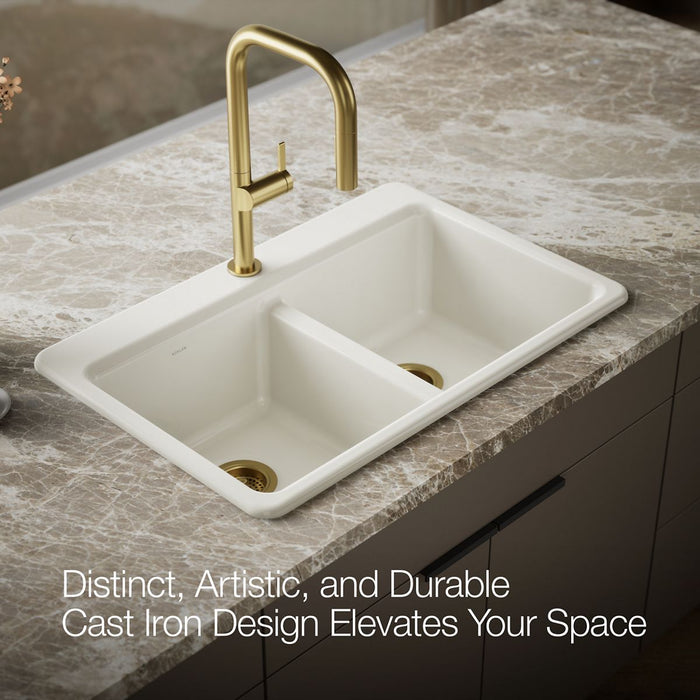KOHLER K-8679-1A1 Riverby 33" top-mount double-bowl kitchen sink