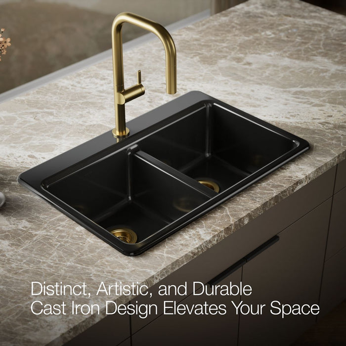 KOHLER K-8679-1A1 Riverby 33" top-mount double-bowl kitchen sink