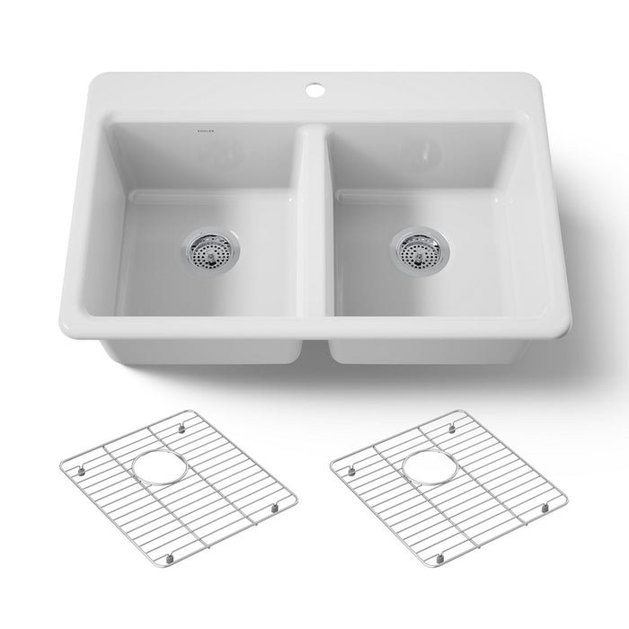 KOHLER K-8679-1A1 Riverby 33" top-mount double-bowl kitchen sink
