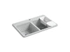 KOHLER K-8679-1A2 Riverby 33" top-mount double-bowl workstation kitchen sink, ice grey