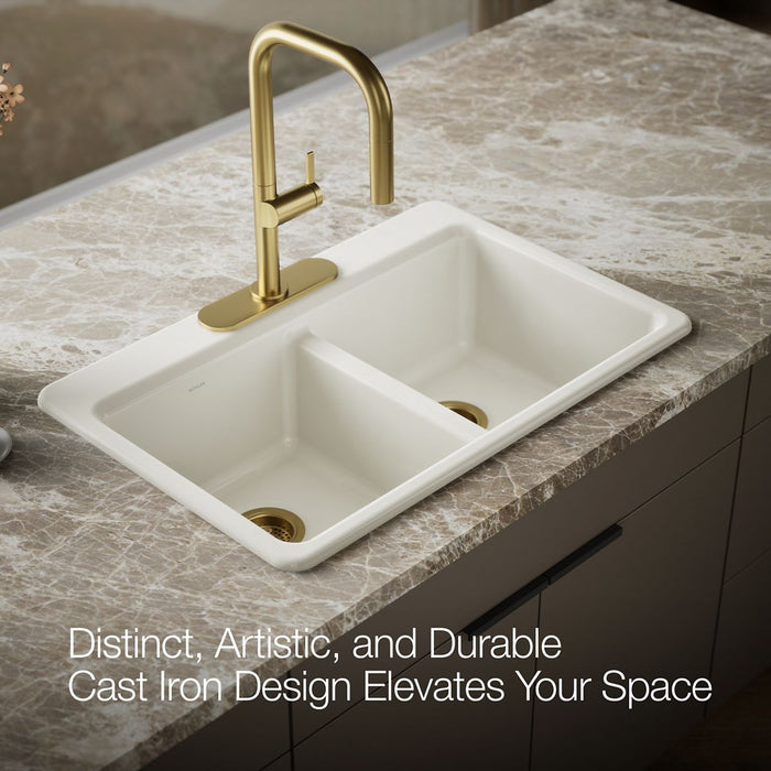 KOHLER K-8679-3A1 Riverby 33" top-mount double-bowl kitchen sink