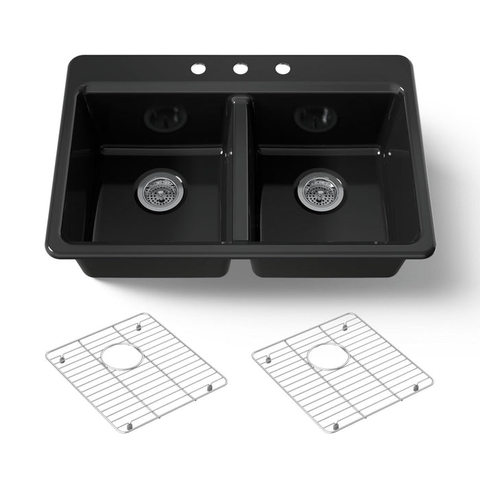 KOHLER K-8679-3A1 Riverby 33" top-mount double-bowl kitchen sink