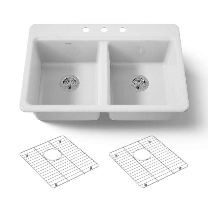 KOHLER K-8679-3A1 Riverby 33" top-mount double-bowl kitchen sink