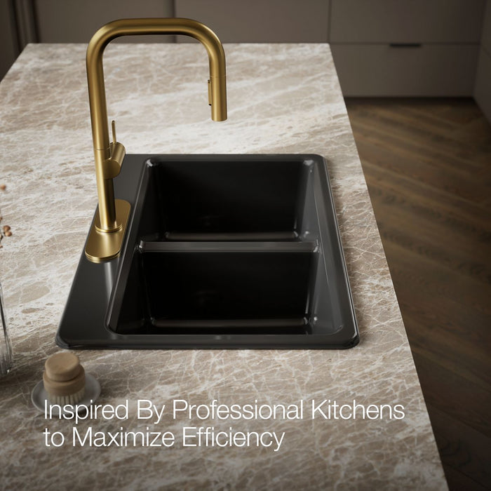 KOHLER K-8679-3A2 Riverby 33" top-mount double-bowl workstation kitchen sink, black black - view 5