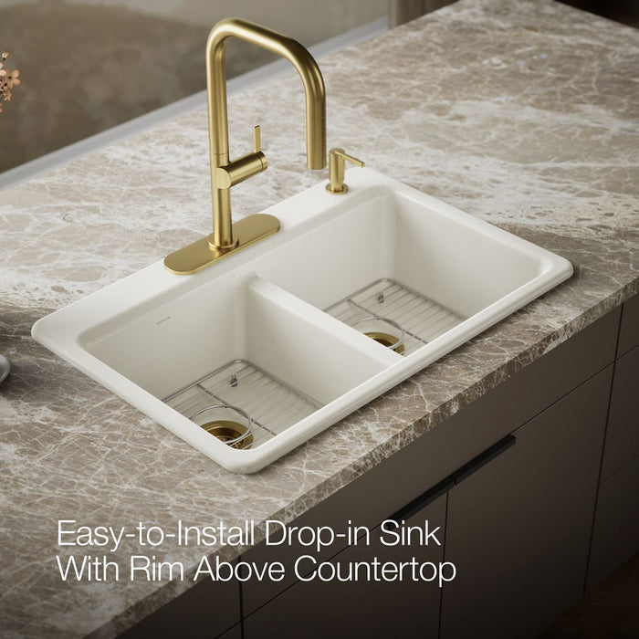 KOHLER K-8679-4A1 Riverby 33" top-mount double-bowl kitchen sink