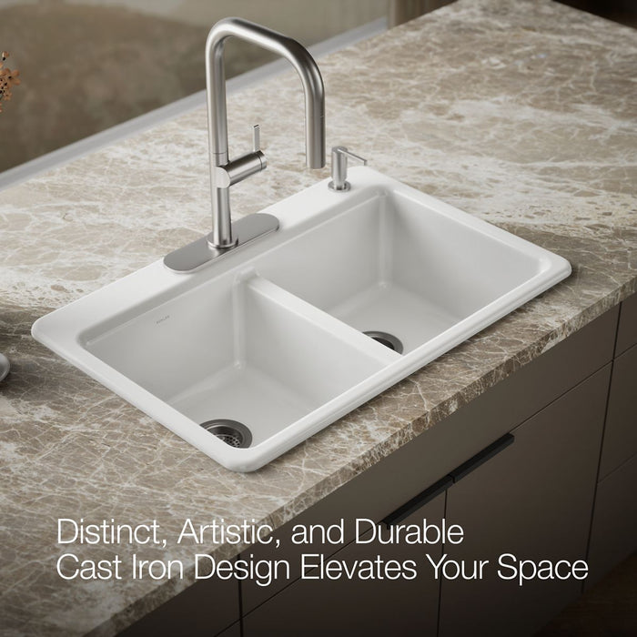 KOHLER K-8679-4A1 Riverby 33" top-mount double-bowl kitchen sink