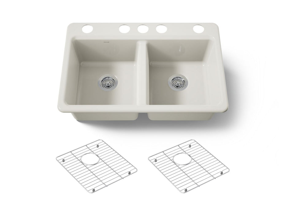 KOHLER K-8679-5UA1 Riverby 33" undermount double-bowl kitchen sink