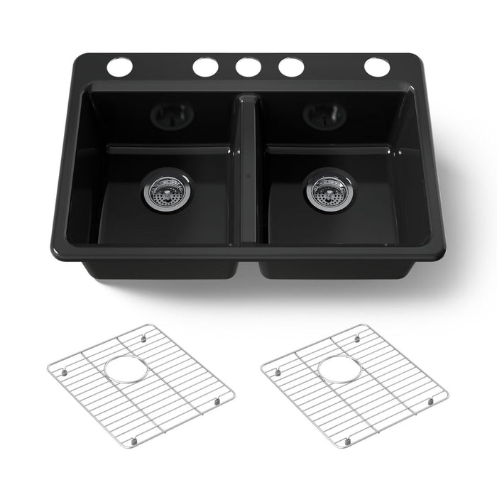 KOHLER K-8679-5UA1 Riverby 33" undermount double-bowl kitchen sink
