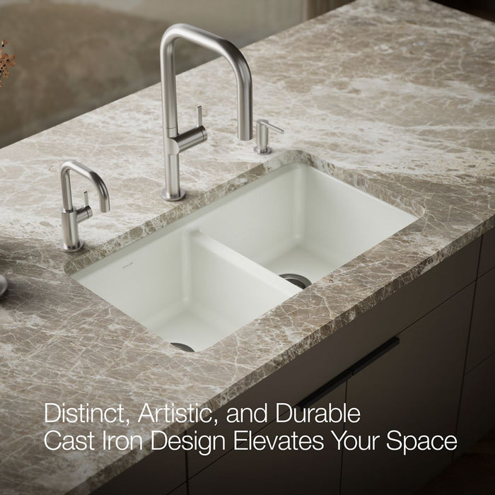 KOHLER K-8679-5UA1 Riverby 33" undermount double-bowl kitchen sink