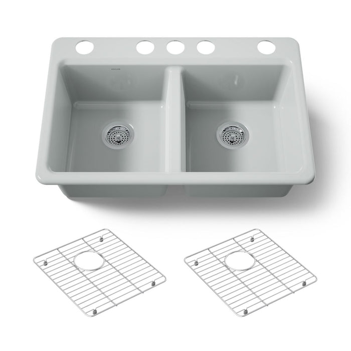 KOHLER K-8679-5UA1 Riverby 33" undermount double-bowl kitchen sink