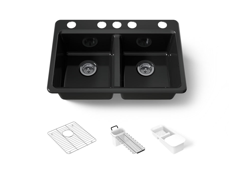 Kohler Riverby 33" undermount double-bowl workstation kitchen sink