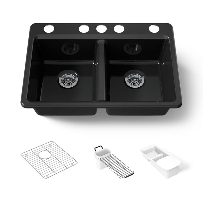 Kohler Riverby 33" undermount double-bowl workstation kitchen sink