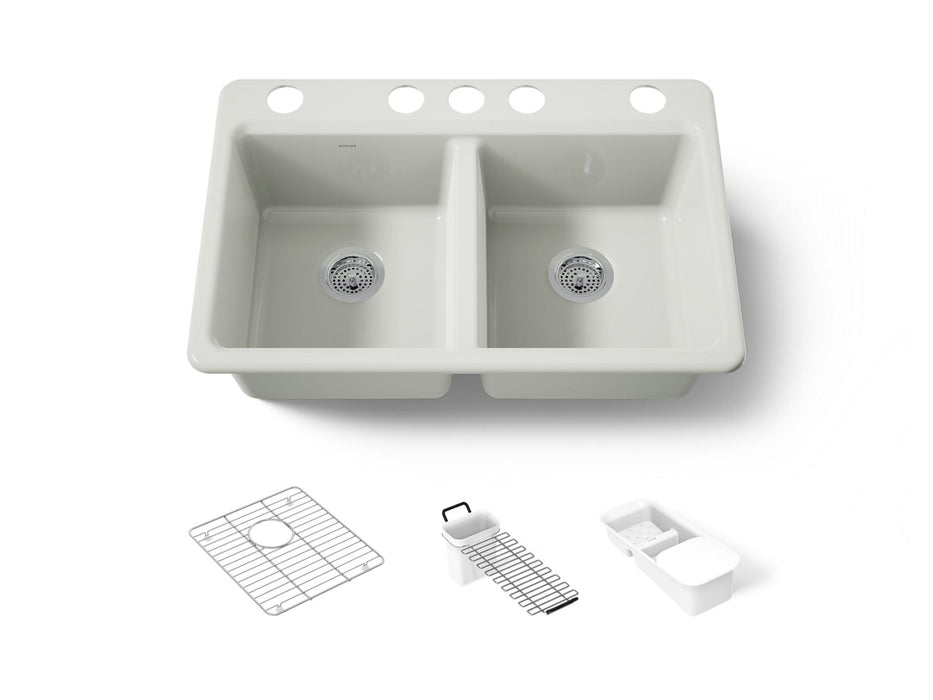 KOHLER K-8679-5UA3 Riverby 33" undermount double-bowl workstation kitchen sink