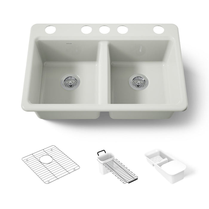 KOHLER K-8679-5UA3 Riverby 33" undermount double-bowl workstation kitchen sink